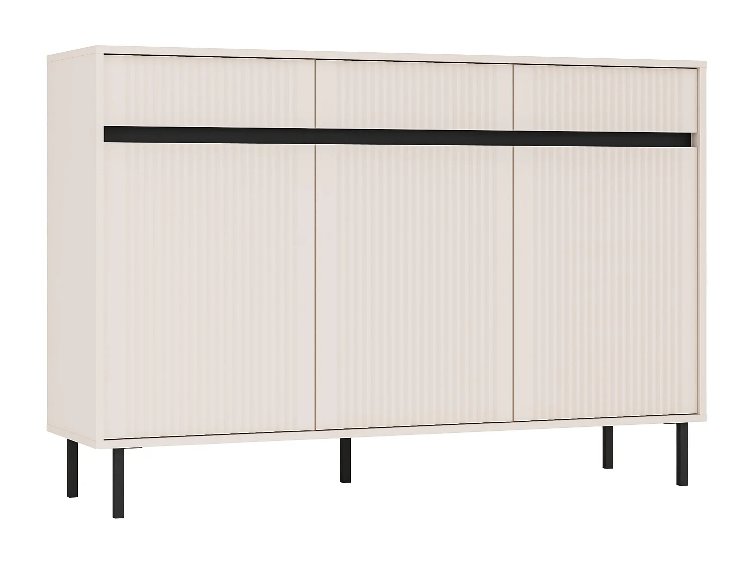 AX LIVING Buffet BODRUM 3 portes 3 tiroirs 149 cm beige sable