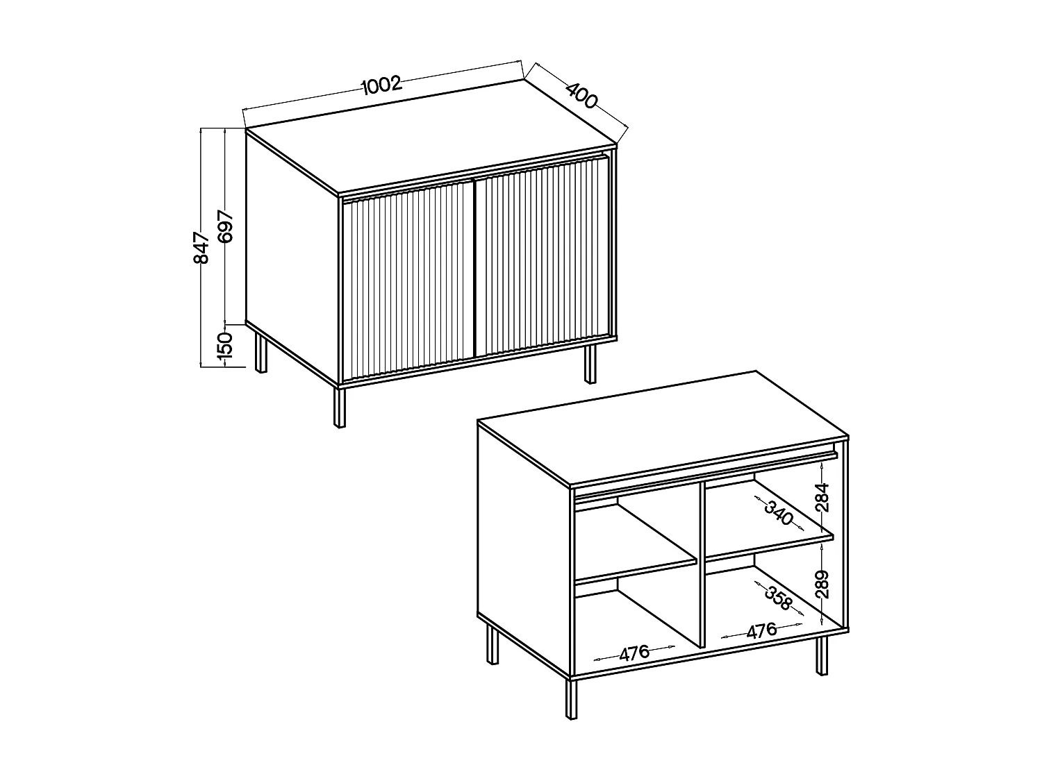 AX LIVING Buffet BODRUM 2 portes 100 cm chêne Evoke
