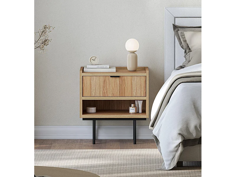 AX LIVING Nordiva Table de chevet 40 cm Hikora Natur bois moderne