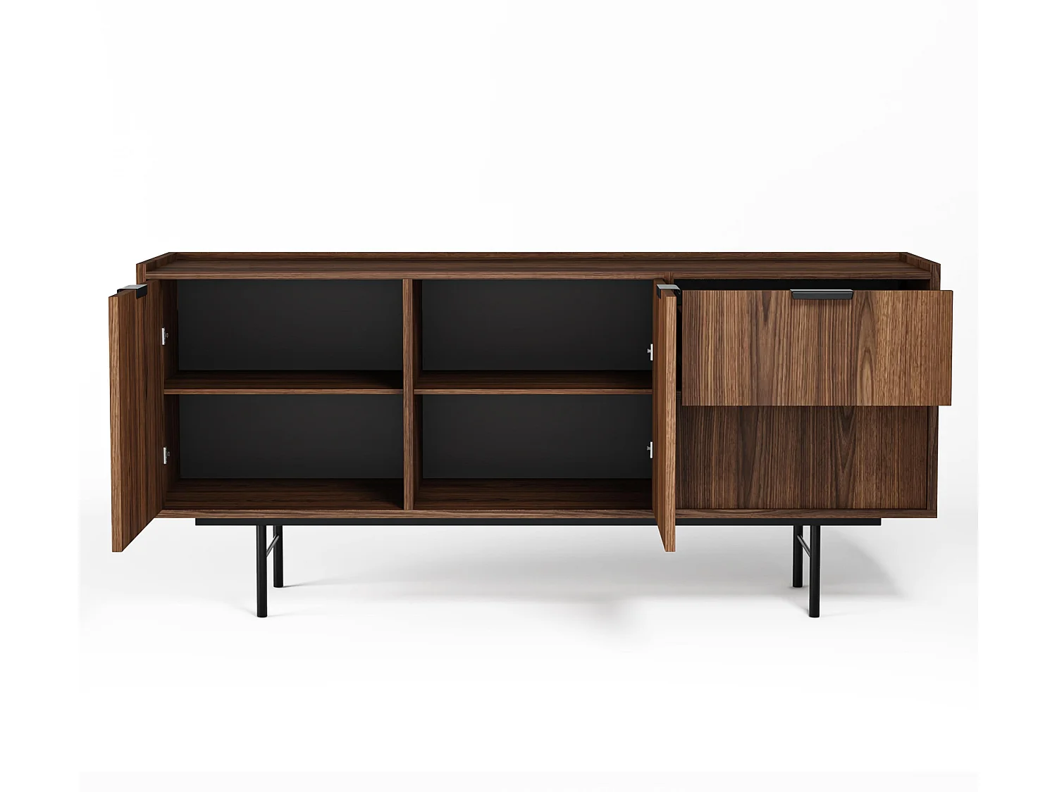 AX LIVING Nordiva Buffet 150 cm avec tiroir Warmia Walnut bois