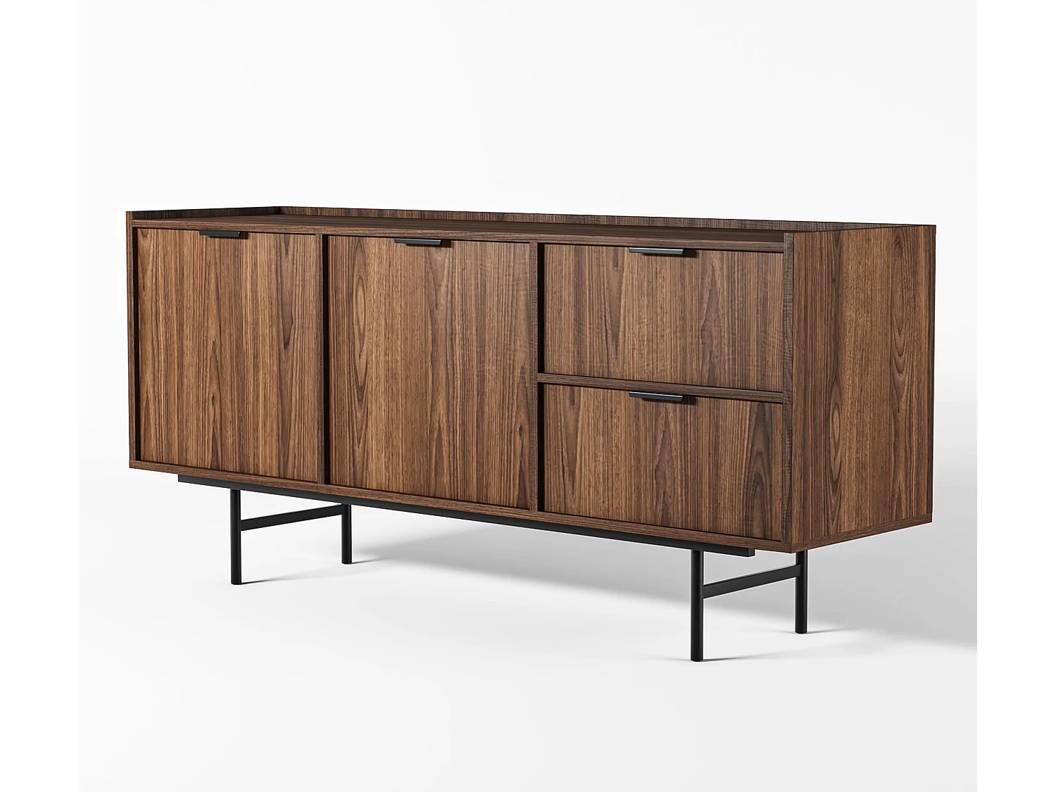 AX LIVING Nordiva Buffet 150 cm avec tiroir Warmia Walnut bois