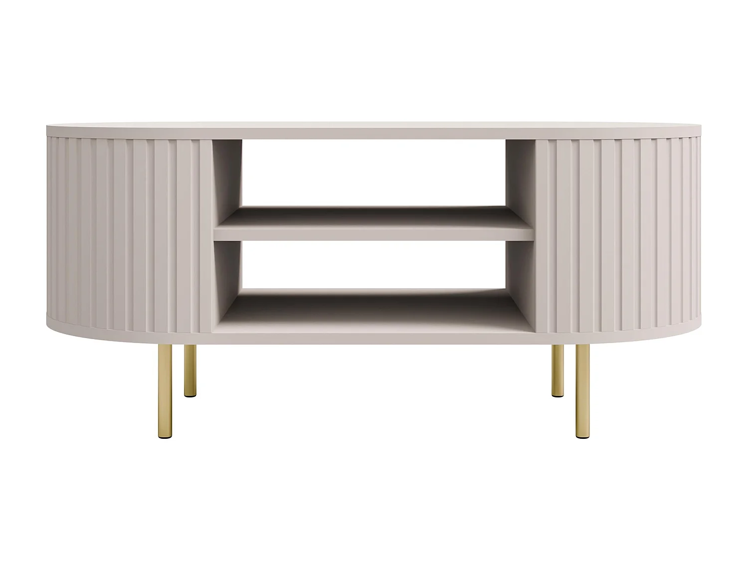 AX LIVING Salontafel Halay beige ribbelstructuur 100 cm ronde randen