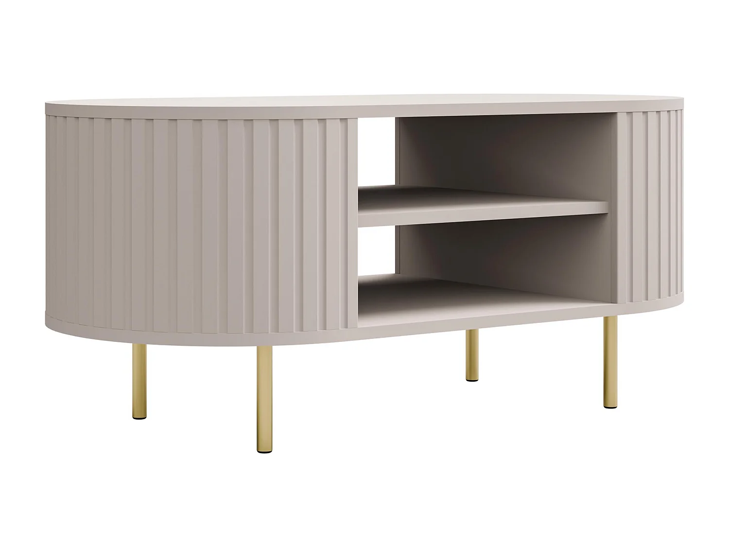 AX LIVING Salontafel Halay beige ribbelstructuur 100 cm ronde randen