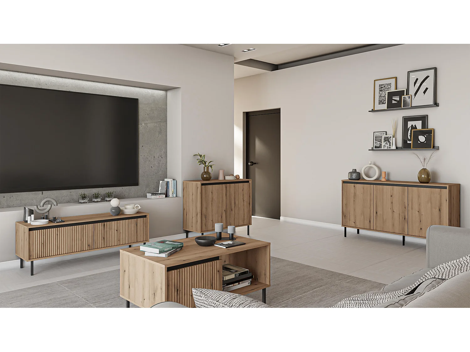 AX LIVING Salontafel BODRUM 2 lades 100 cm eiken Evoke