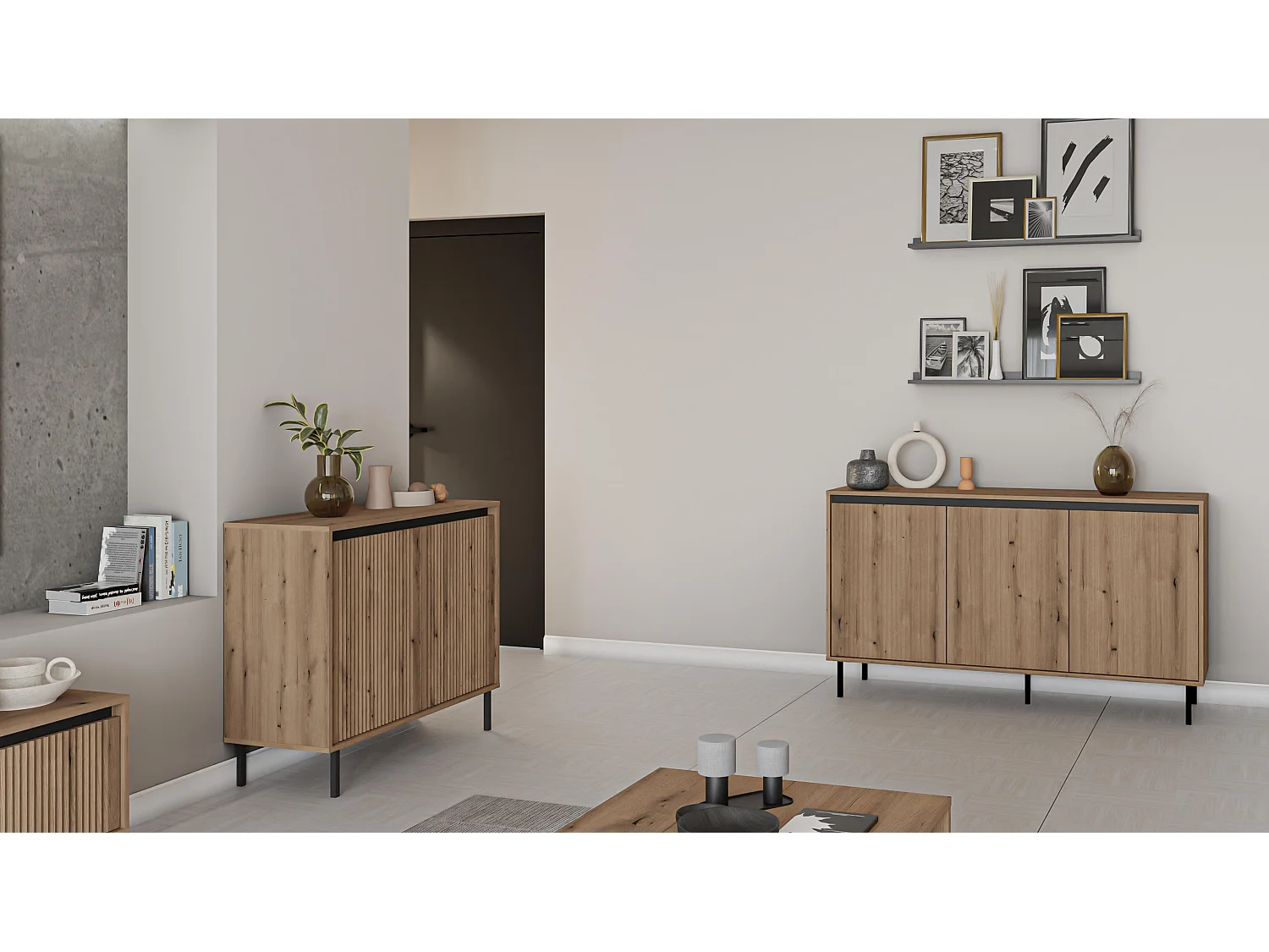 AX LIVING Buffet BODRUM 3 portes 149 cm chêne Evoke