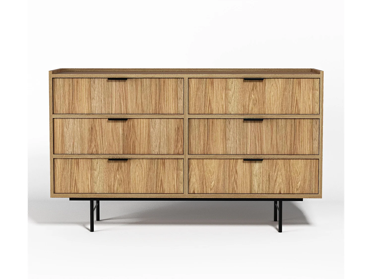 AX LIVING Nordiva Commode 150 cm avec tiroir Hikora Natur bois moderne