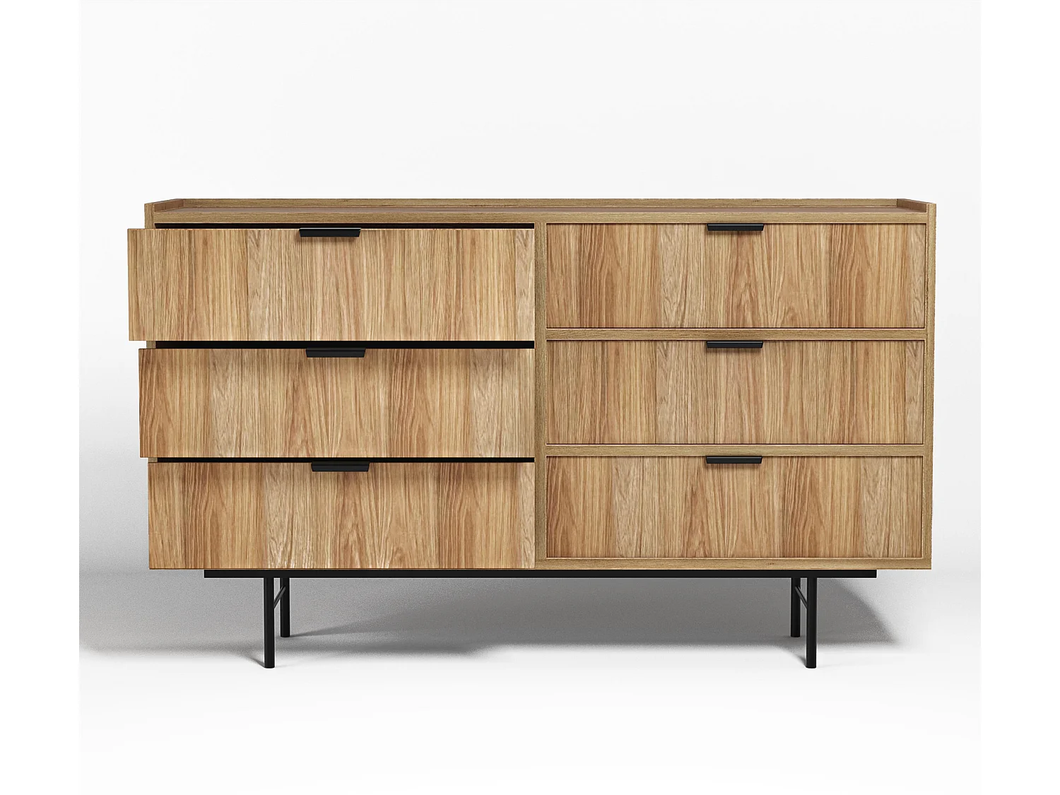 AX LIVING Nordiva Commode 150 cm avec tiroir Hikora Natur bois moderne