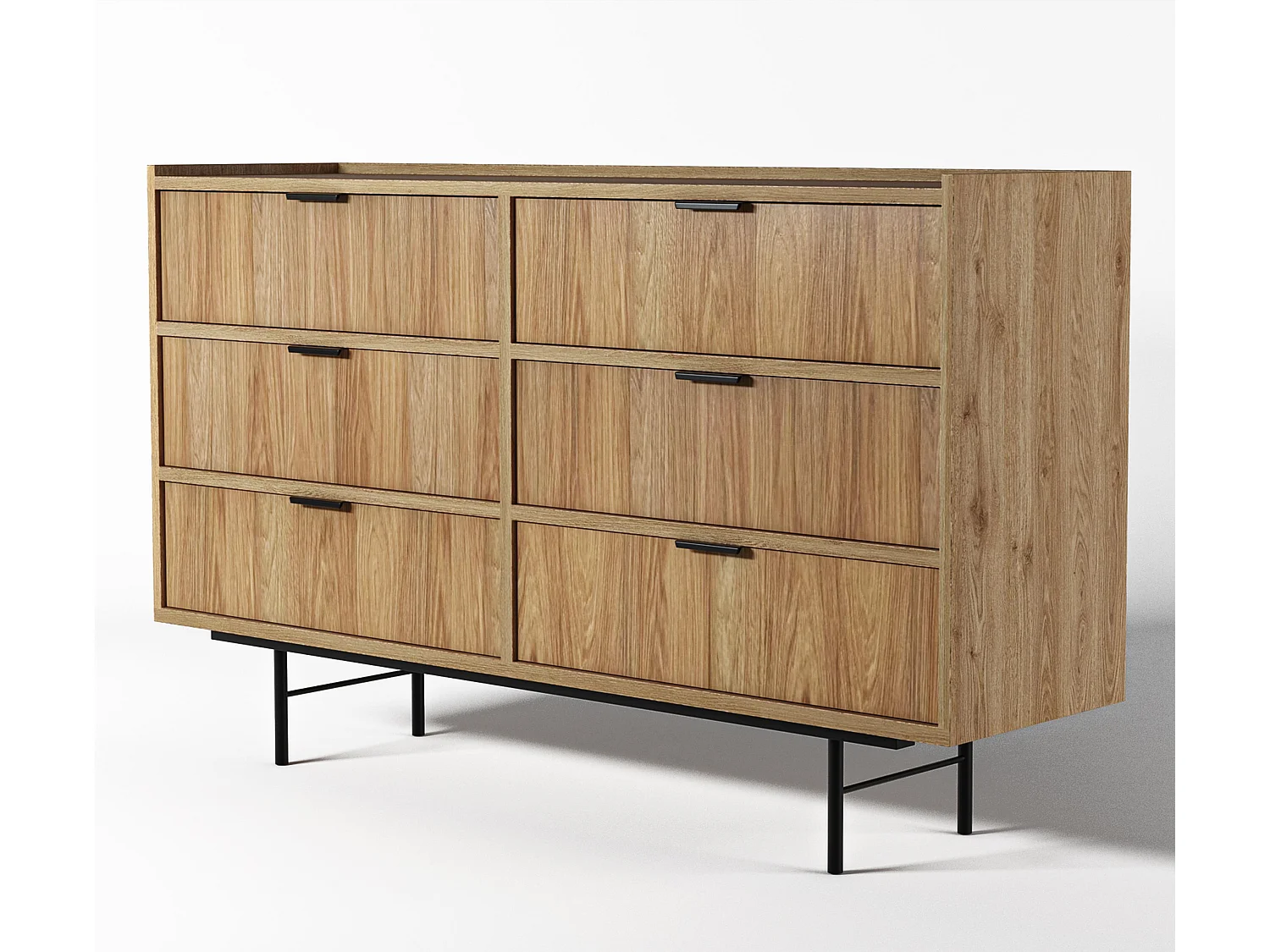 AX LIVING Nordiva Commode 150 cm avec tiroir Hikora Natur bois moderne