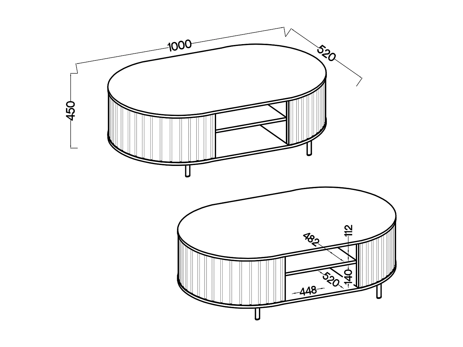 AX LIVING Salontafel Halay eiken Cremona ribbelstructuur 100 cm ronde randen