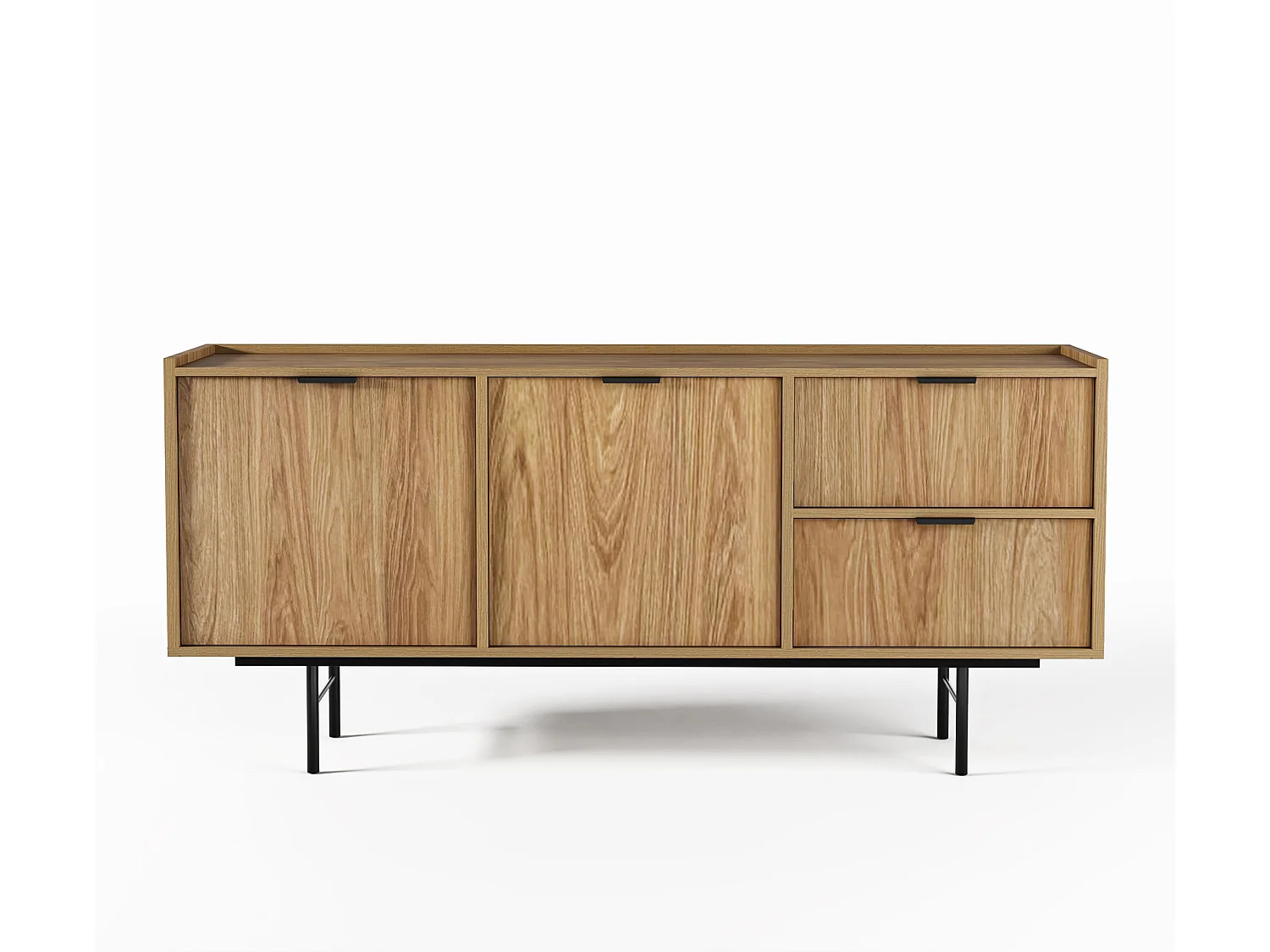 AX LIVING Nordiva Buffet 150 cm avec tiroir Hikora Natur bois