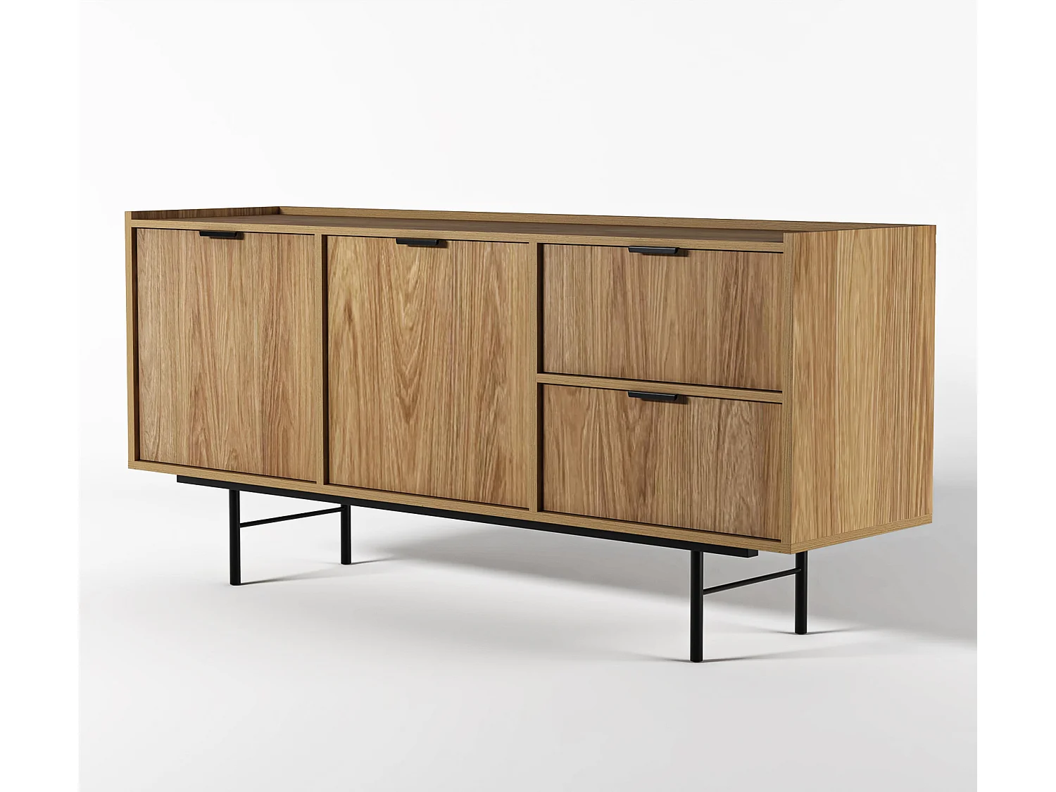 AX LIVING Nordiva Buffet 150 cm avec tiroir Hikora Natur bois