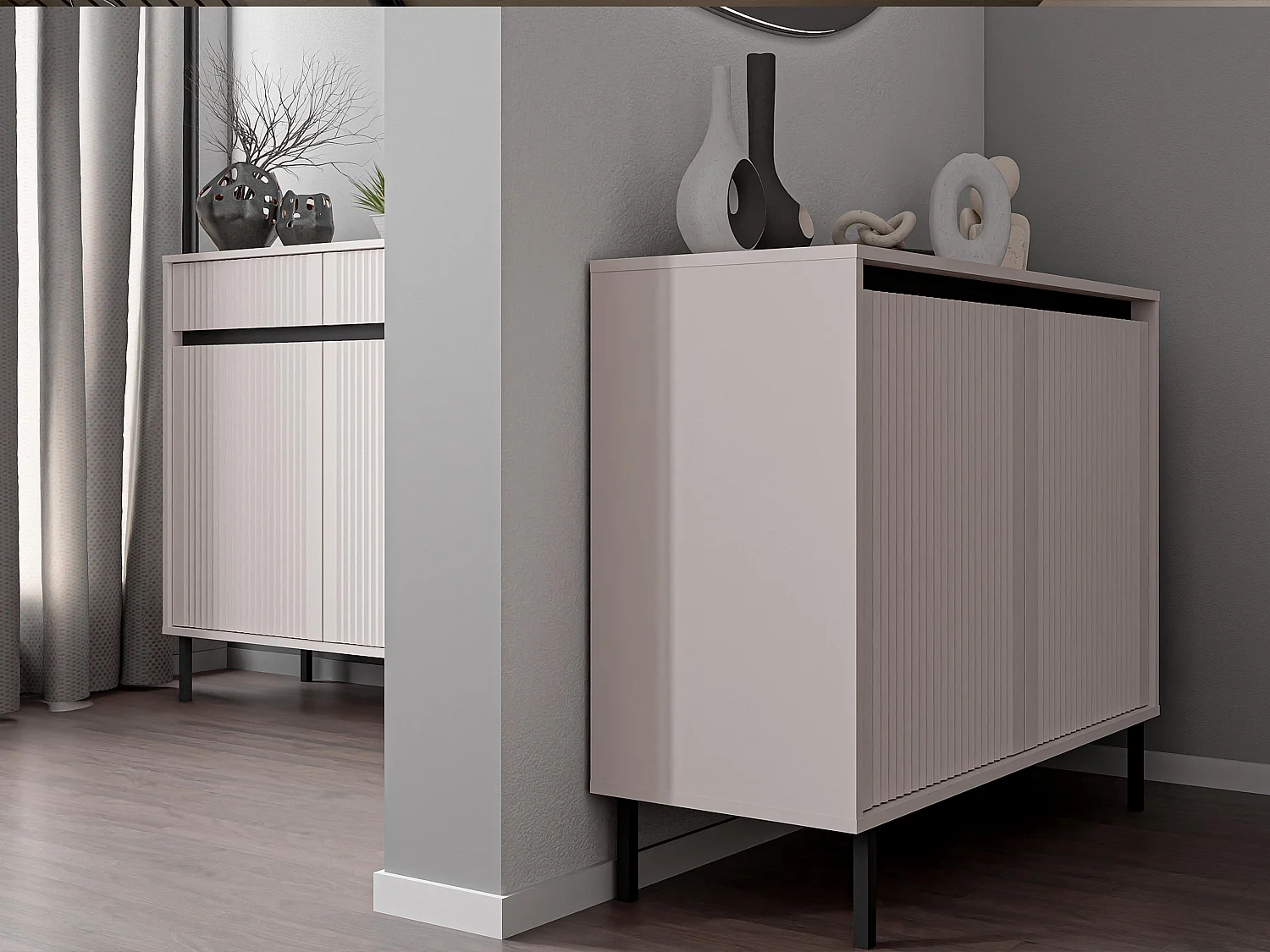 AX LIVING Buffet BODRUM 2 portes 100 cm beige sable