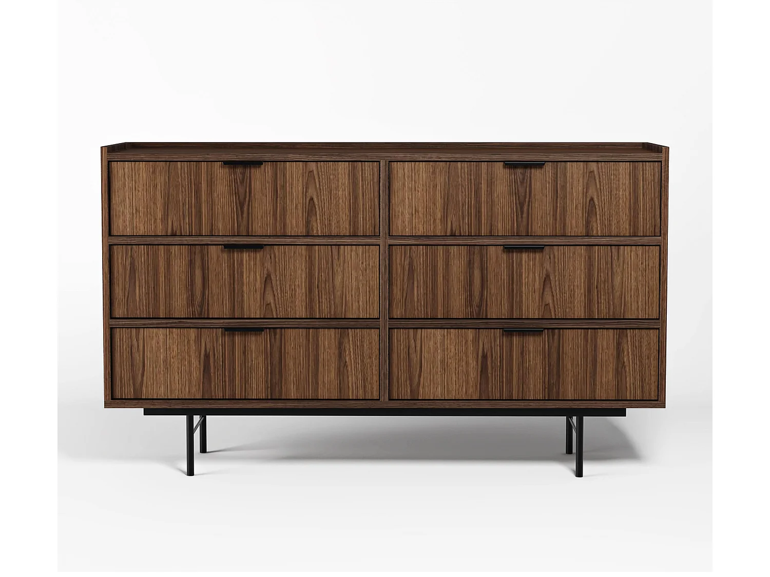 AX LIVING Nordiva Commode 150 cm avec tiroir Warmia Walnut bois moderne