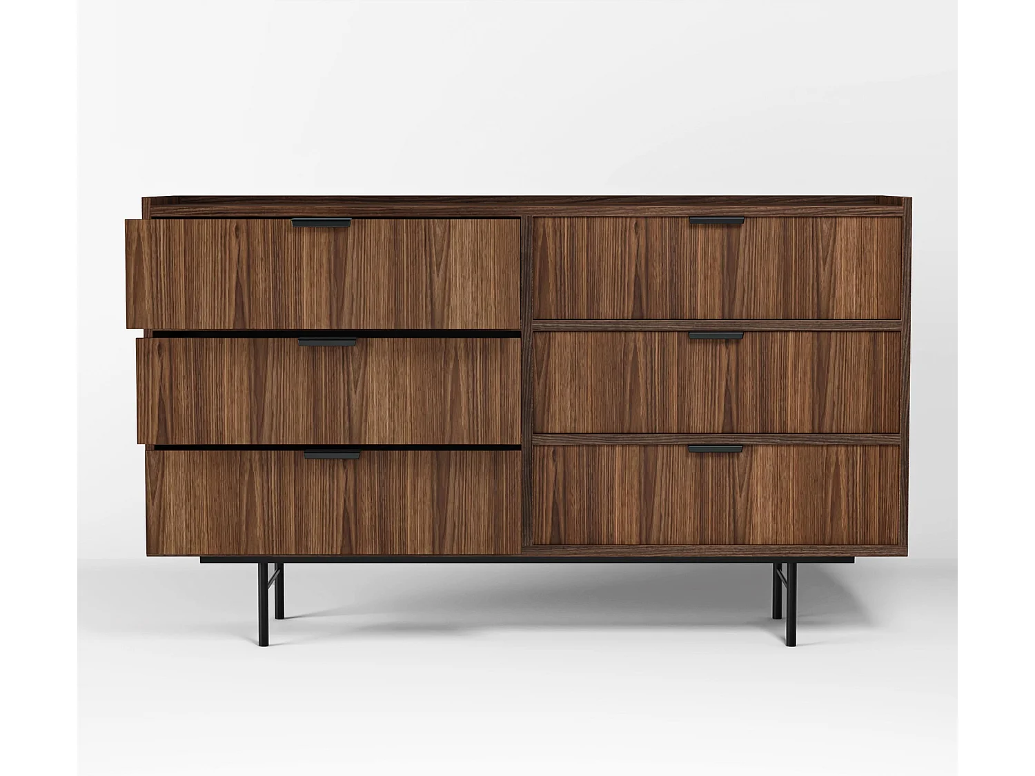 AX LIVING Nordiva Commode 150 cm avec tiroir Warmia Walnut bois moderne