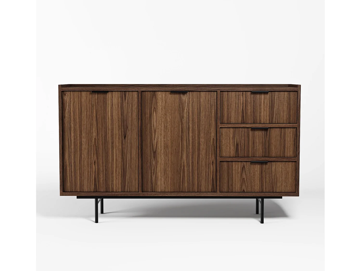 AX LIVING Nordiva Buffet 150 cm avec tiroir Warmia Walnut bois