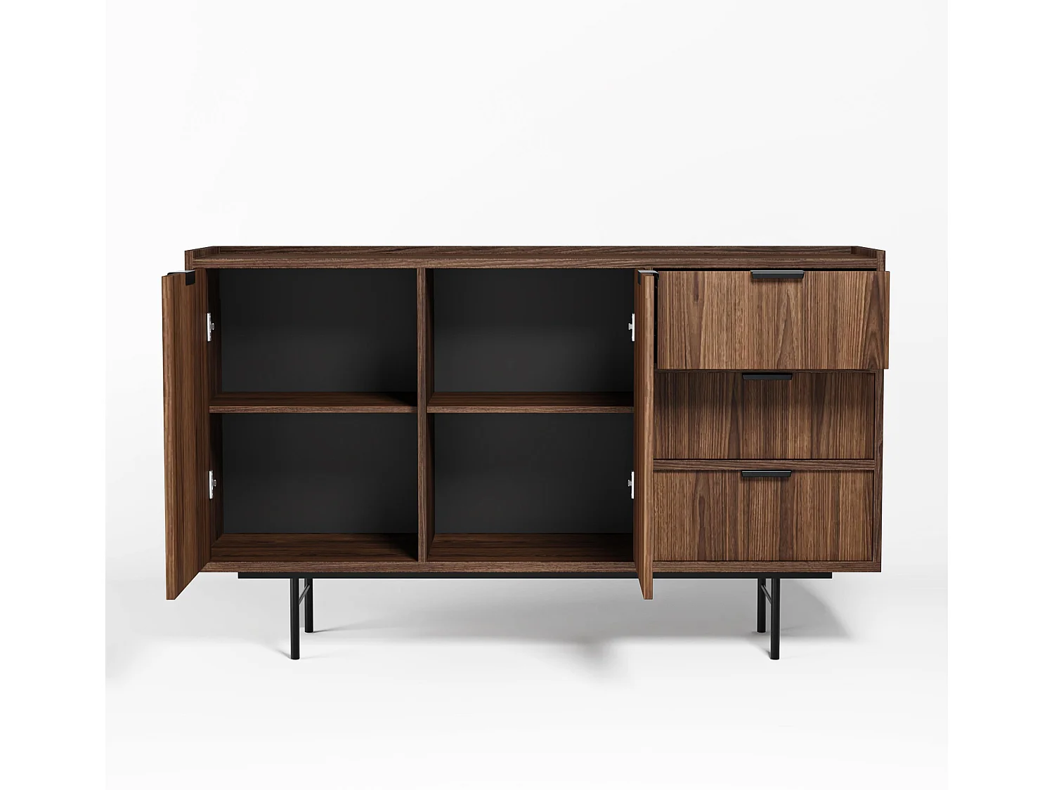 AX LIVING Nordiva Buffet 150 cm avec tiroir Warmia Walnut bois