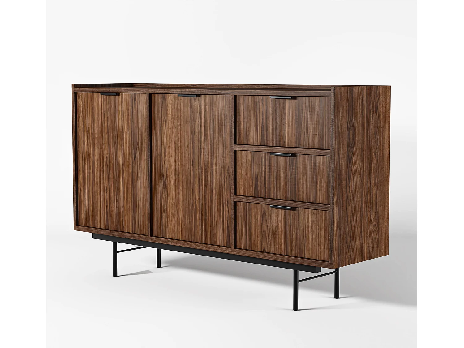 AX LIVING Nordiva Buffet 150 cm avec tiroir Warmia Walnut bois