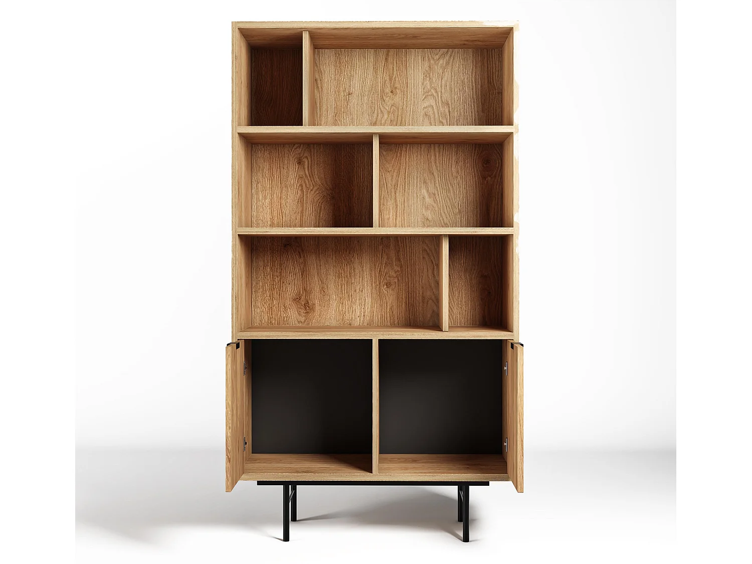 AX LIVING Nordiva Holz Bücherregal 90 cm Hikora Natur Regal Modern