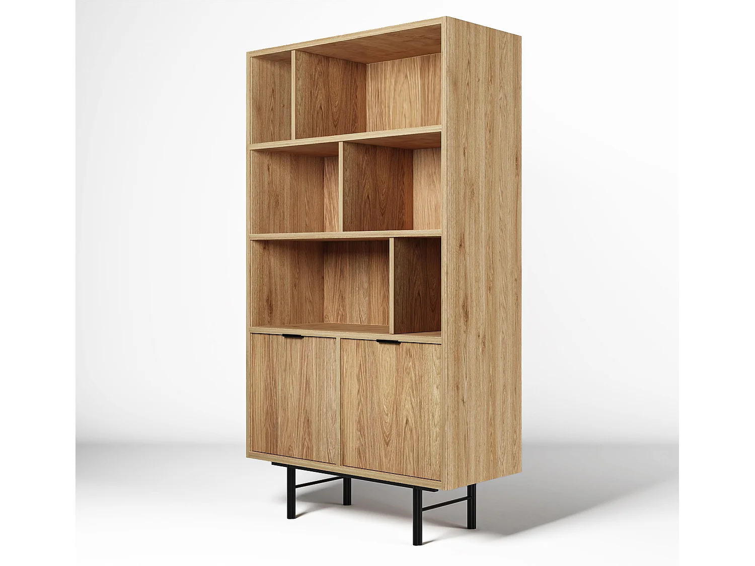 AX LIVING Nordiva Holz Bücherregal 90 cm Hikora Natur Regal Modern