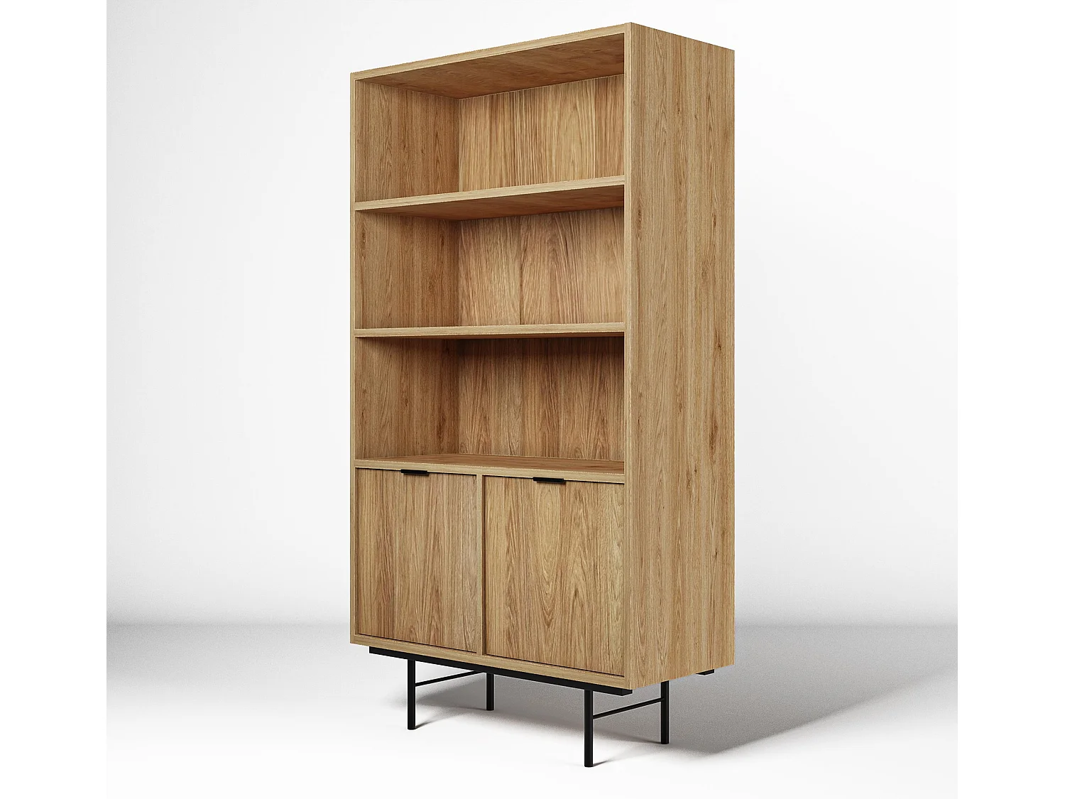 AX LIVING Nordiva Holz Bücherregal 90 cm Hikora Natur Regal Modern