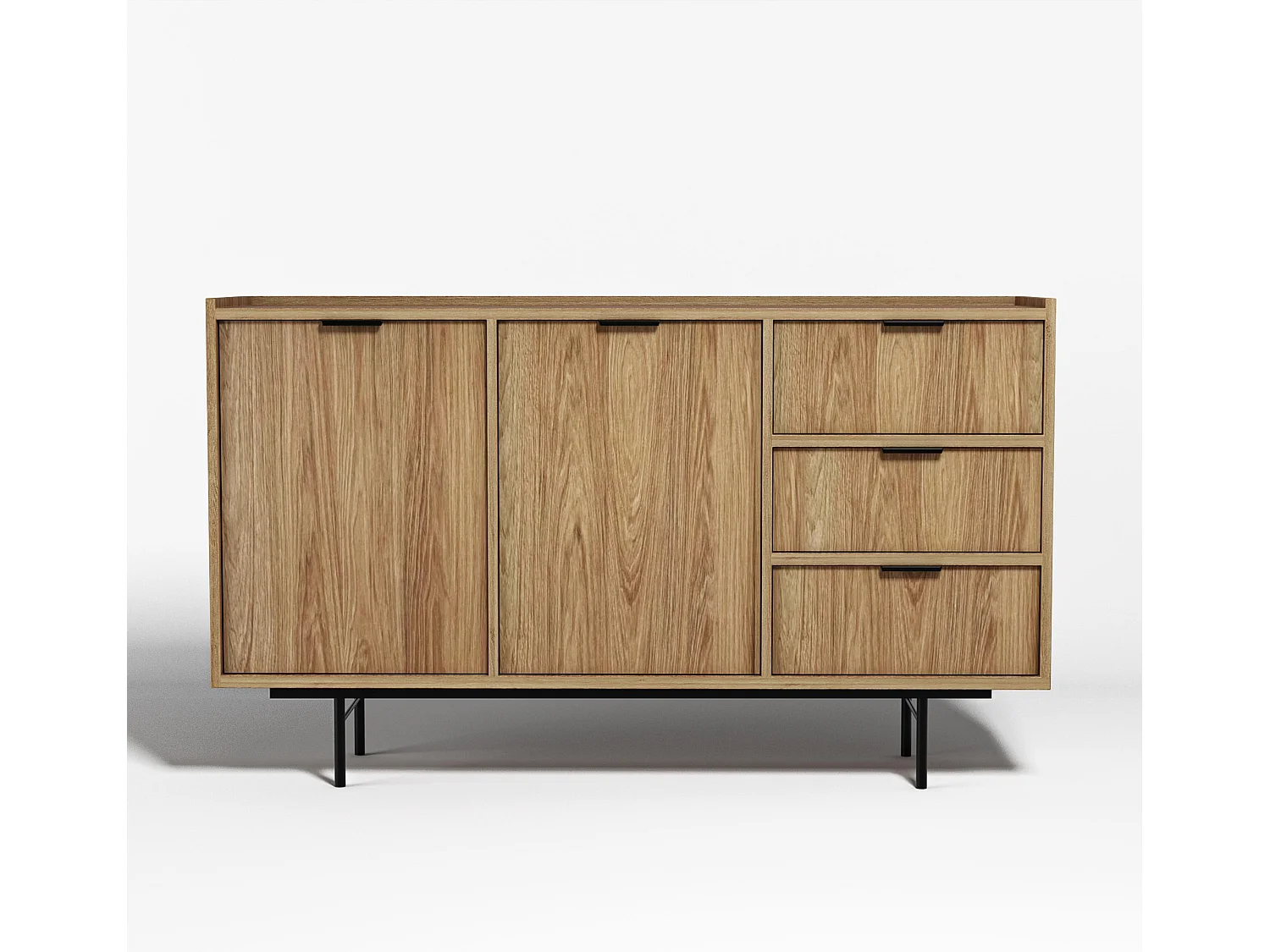 AX LIVING Nordiva Buffet 150 cm avec tiroir Hikora Natur bois