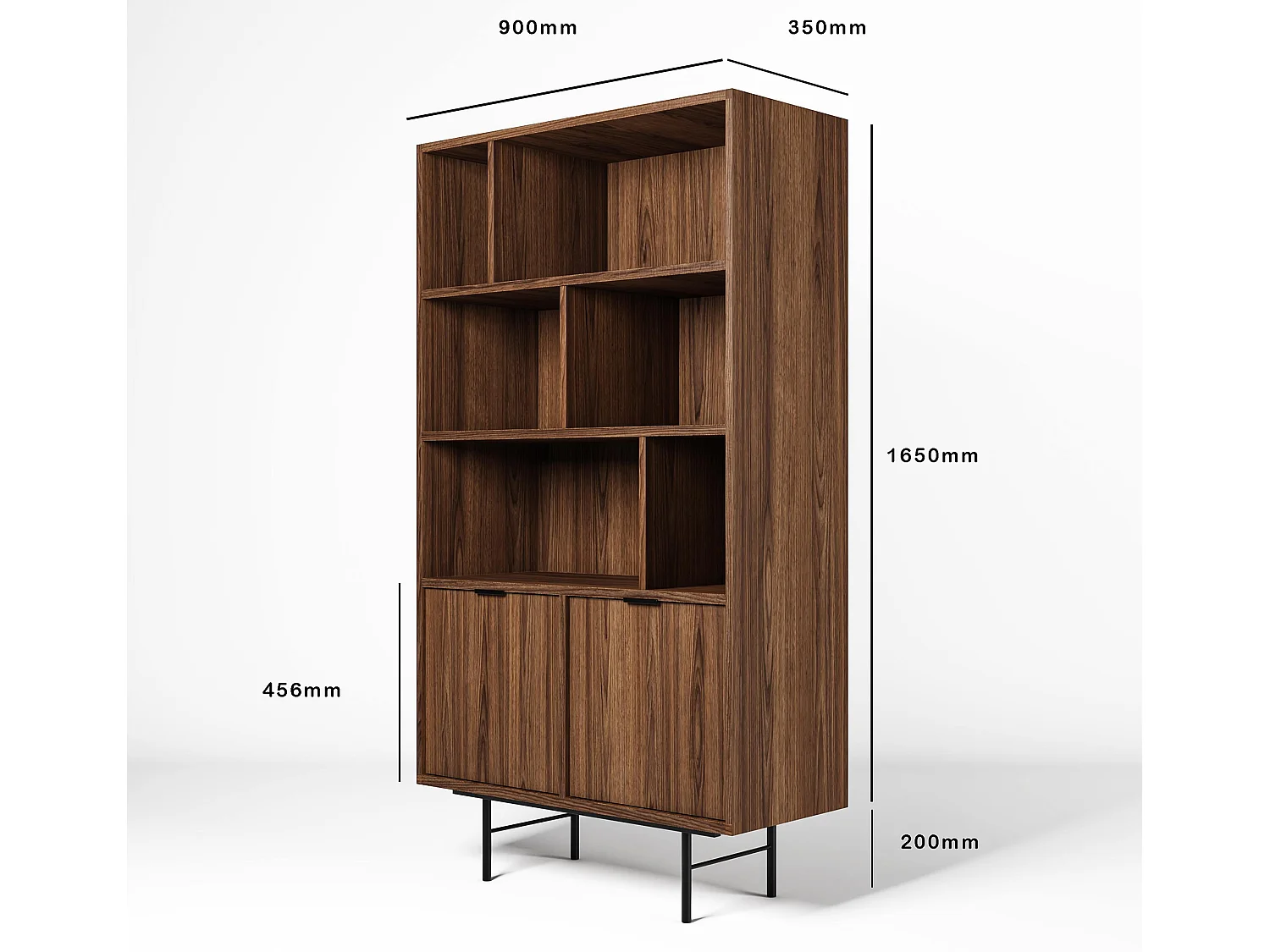 AX LIVING Nordiva Holz Bücherregal 90 cm Warmia Walnut Modern Regal