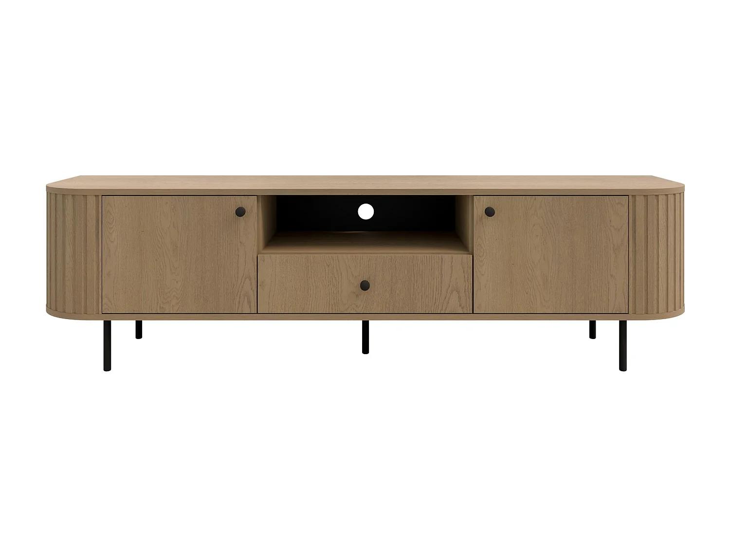 AX LIVING TV-Schrank Halay Eiche Cremona, 2 Türen & 1 Schublade Moderne Rillenstruktur 180,6 cm