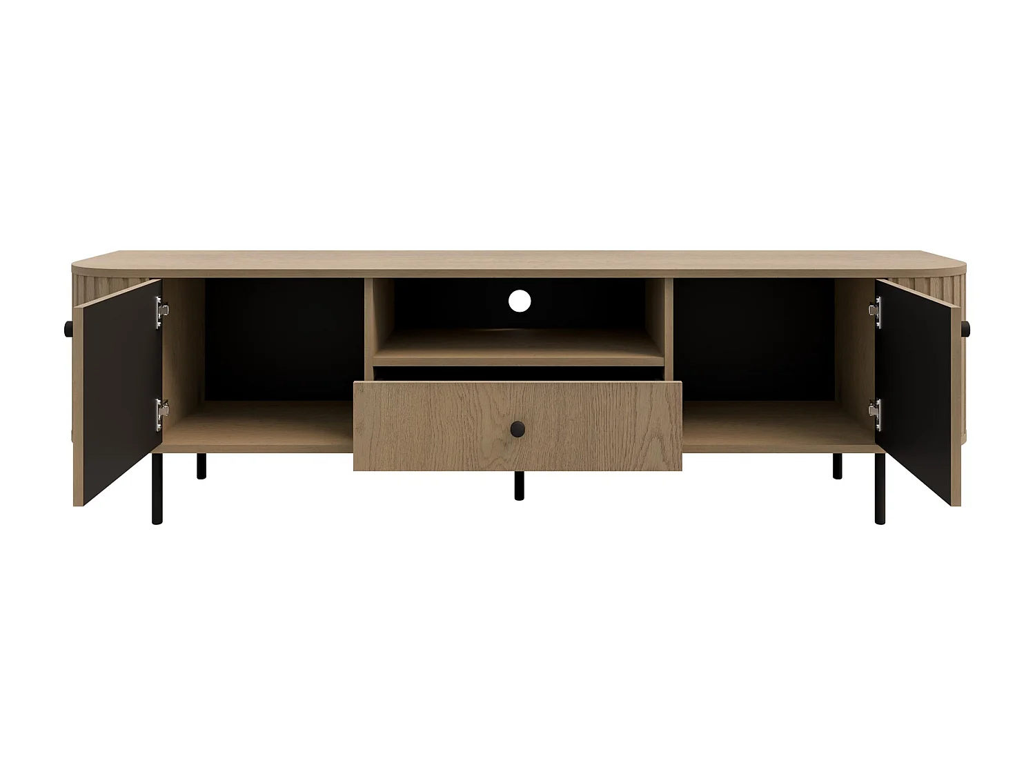 AX LIVING TV-Schrank Halay Eiche Cremona, 2 Türen & 1 Schublade Moderne Rillenstruktur 180,6 cm