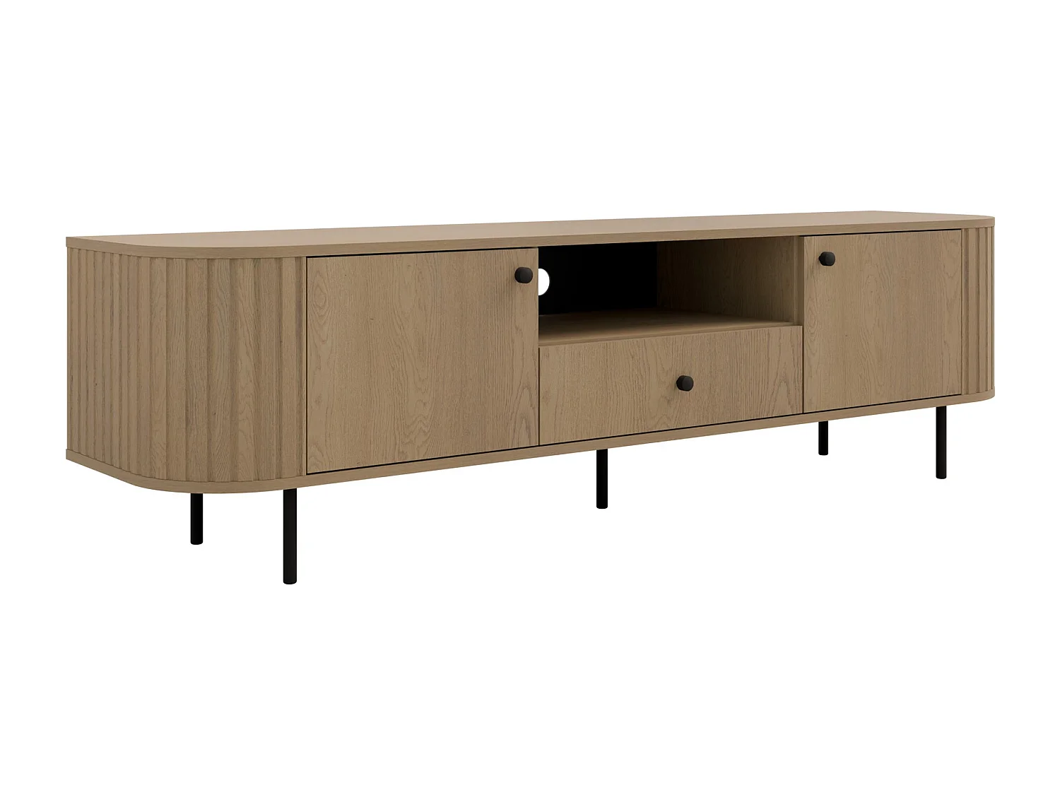 AX LIVING TV-Schrank Halay Eiche Cremona, 2 Türen & 1 Schublade Moderne Rillenstruktur 180,6 cm