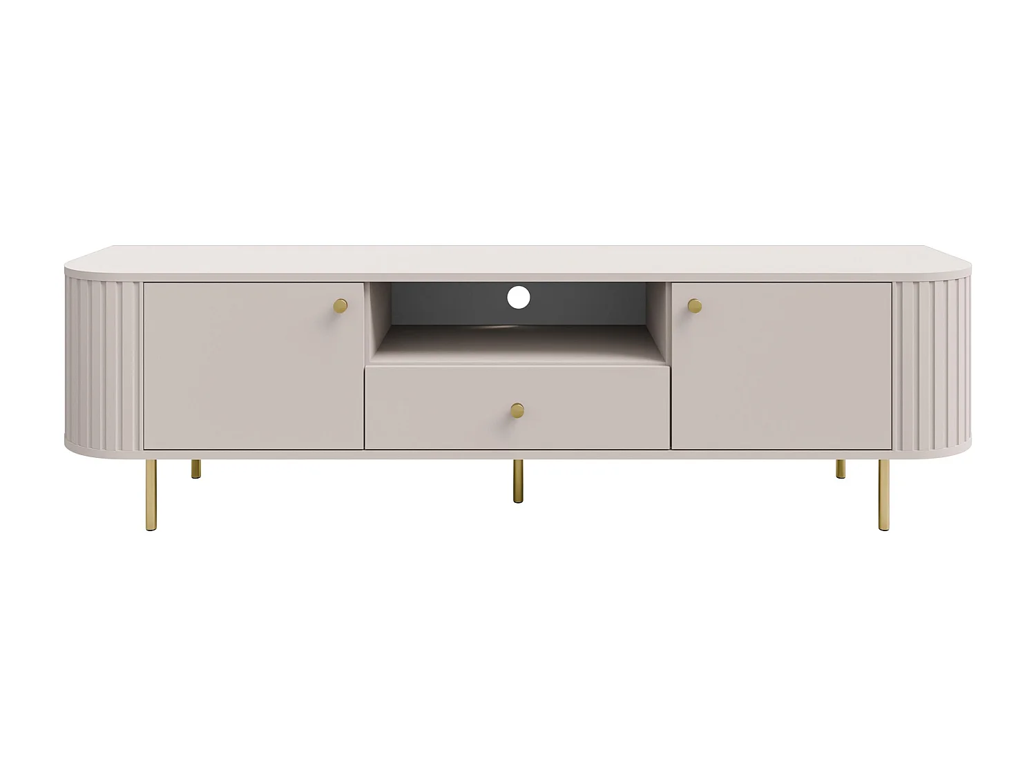 AX LIVING TV-Schrank Halay Beige, 2 Türen & 1 Schublade Moderne Rillenstruktur 180,6 cm
