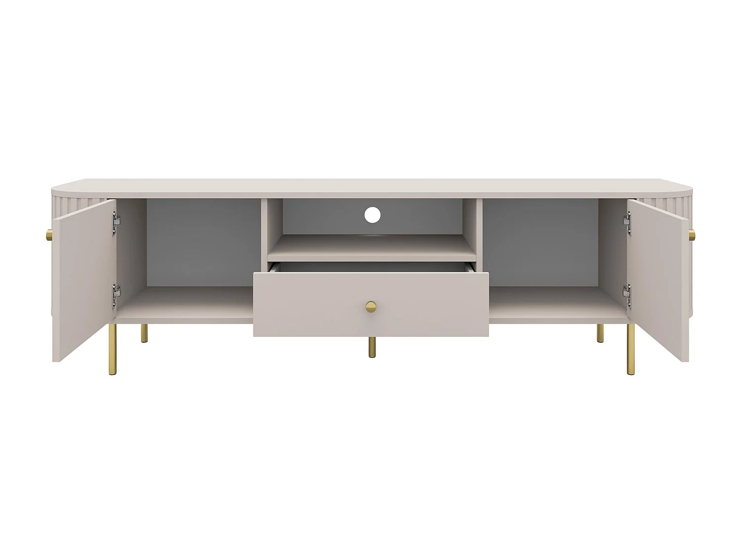 AX LIVING TV-Schrank Halay Beige, 2 Türen & 1 Schublade Moderne Rillenstruktur 180,6 cm