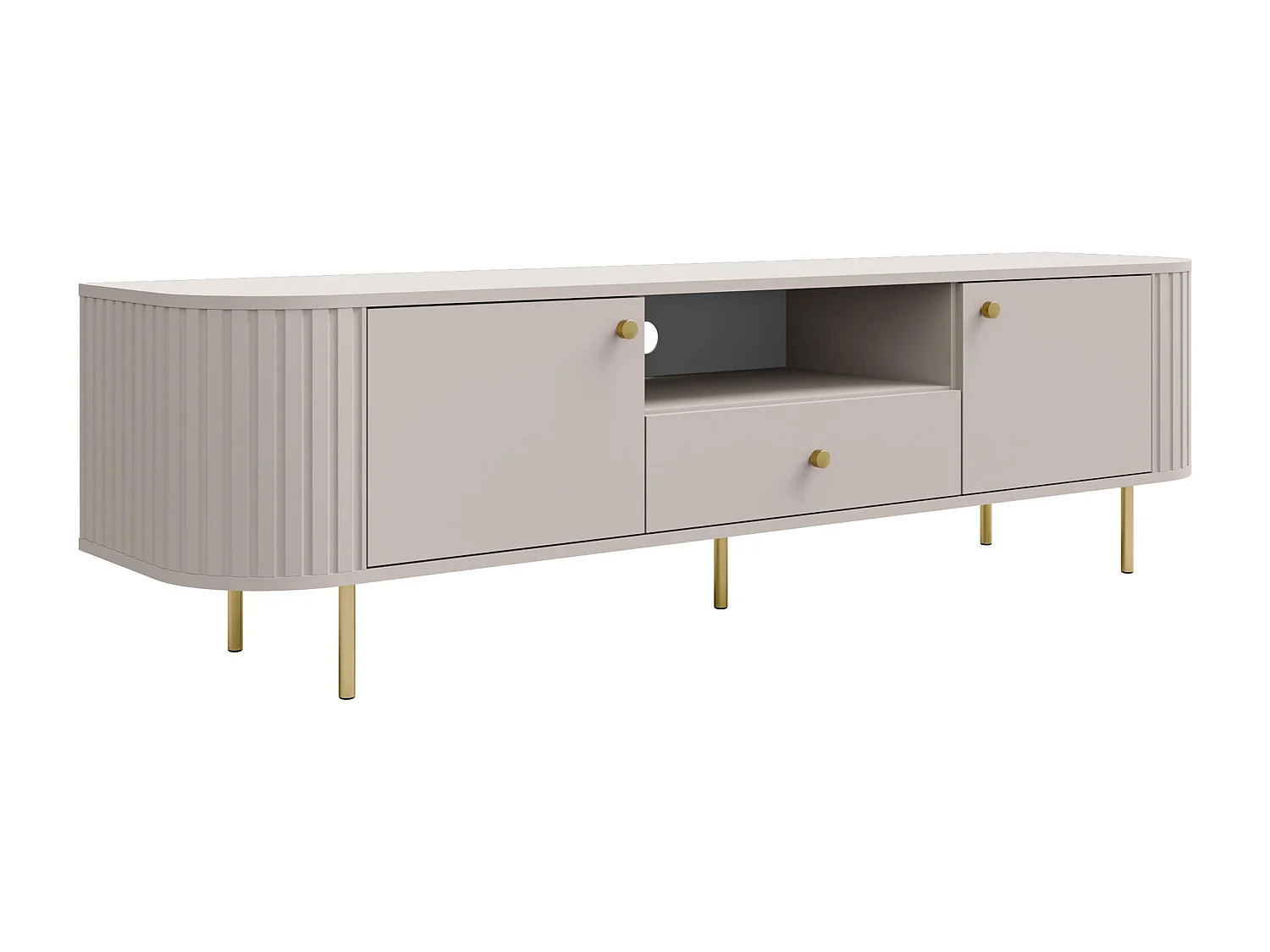 AX LIVING TV-Schrank Halay Beige, 2 Türen & 1 Schublade Moderne Rillenstruktur 180,6 cm
