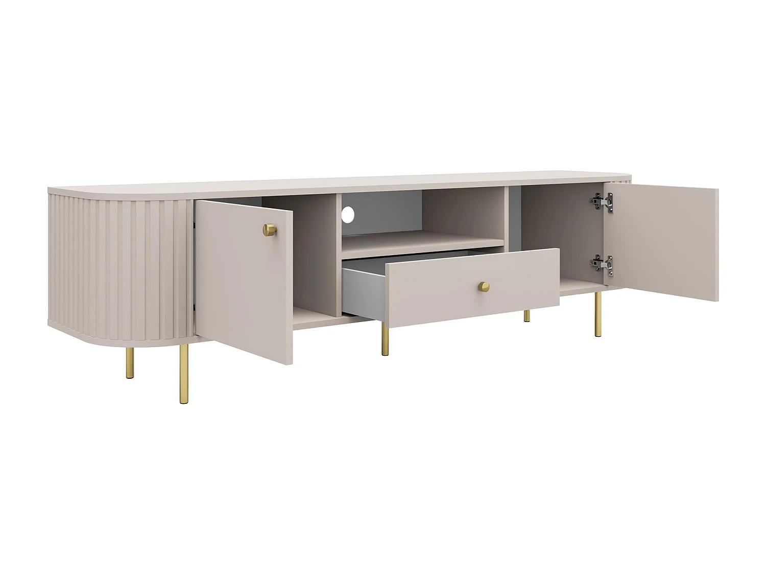 AX LIVING TV-Schrank Halay Beige, 2 Türen & 1 Schublade Moderne Rillenstruktur 180,6 cm