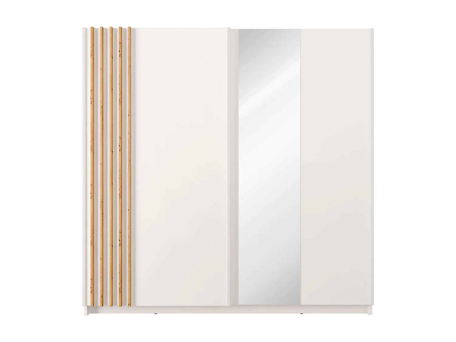AX Living Kleiderschrank weiß mit Spiegel 200 cm – Beralto mit Lamellen