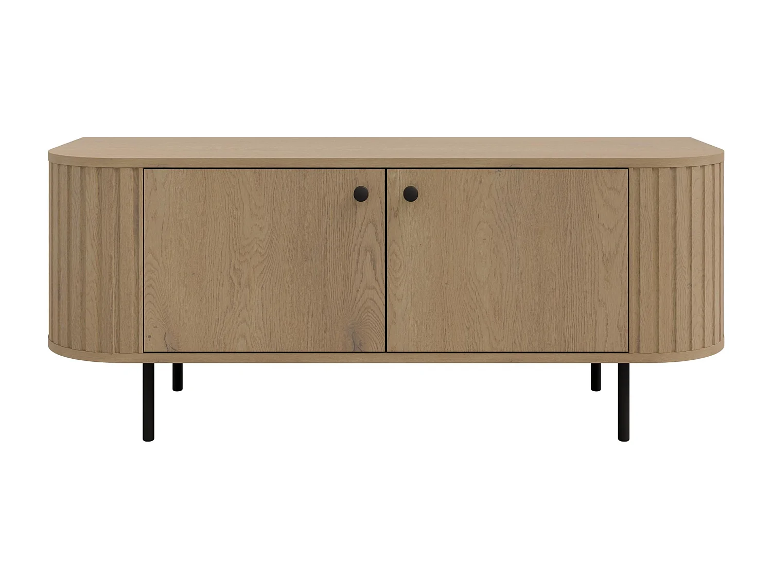 AX LIVING TV-Schrank Halay Eiche Cremona, 2 Türen Moderne Rillenstruktur 123 cm, mit runden Kanten
