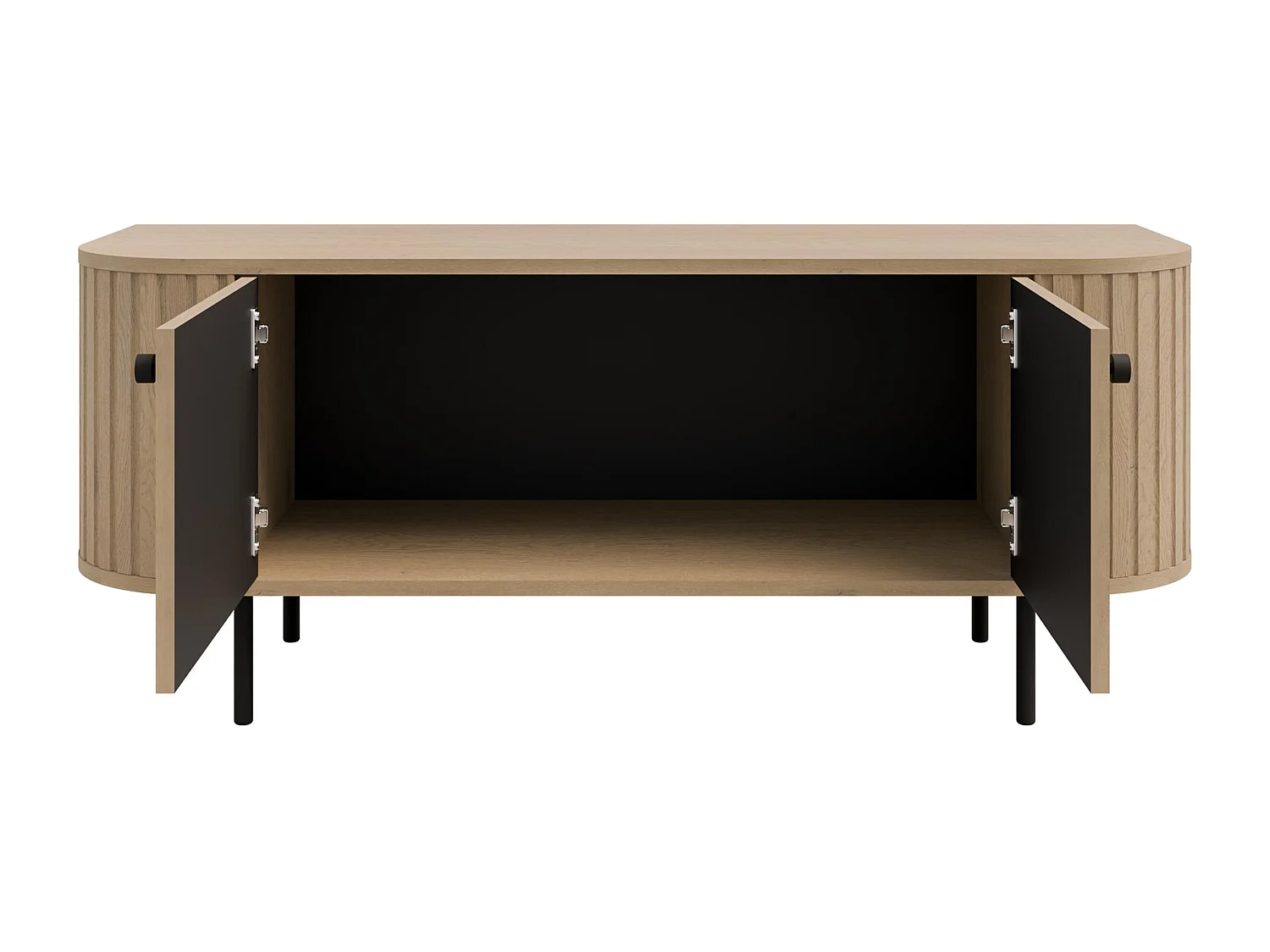 AX LIVING TV-Schrank Halay Eiche Cremona, 2 Türen Moderne Rillenstruktur 123 cm, mit runden Kanten