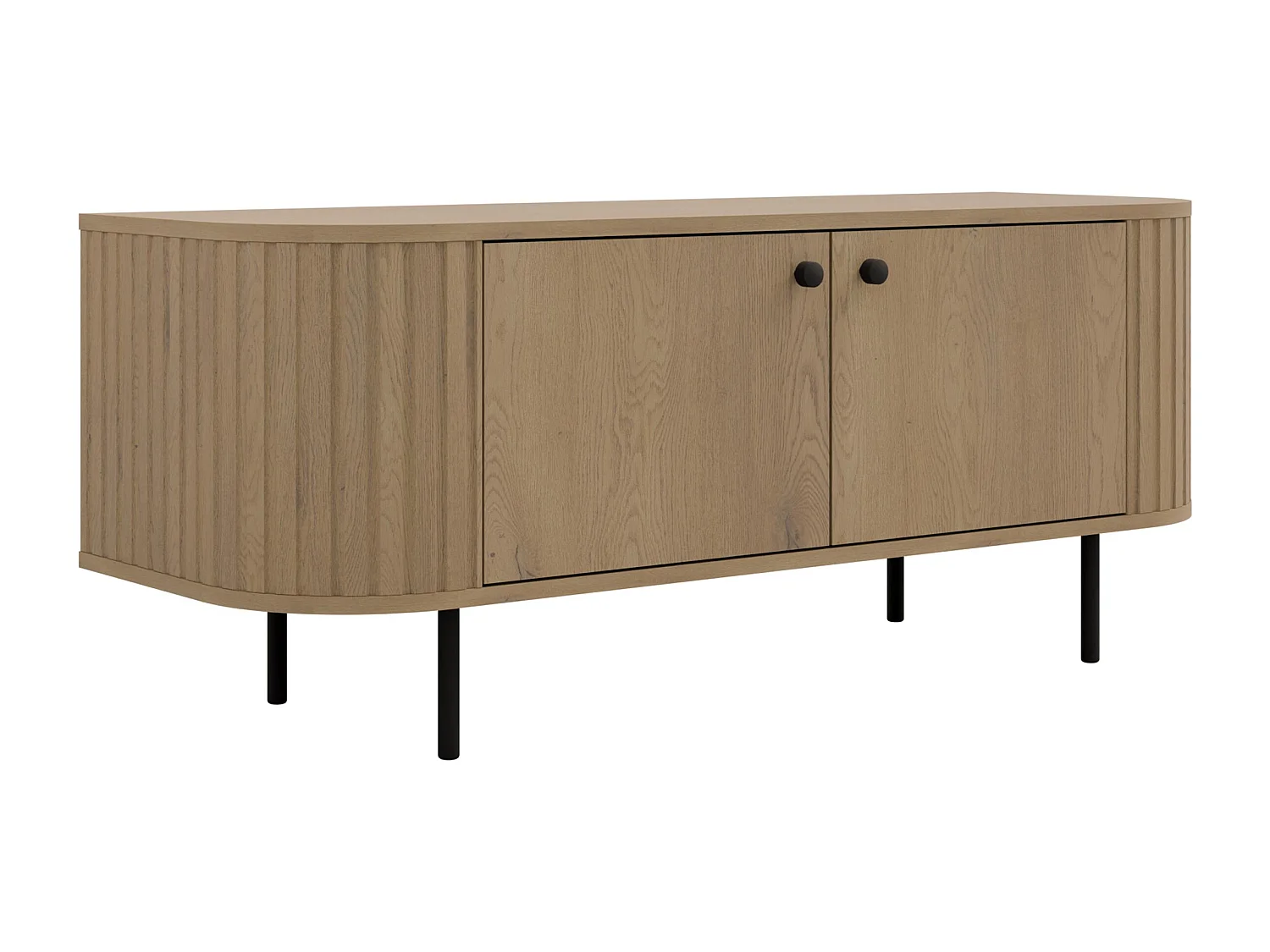 AX LIVING TV-Schrank Halay Eiche Cremona, 2 Türen Moderne Rillenstruktur 123 cm, mit runden Kanten