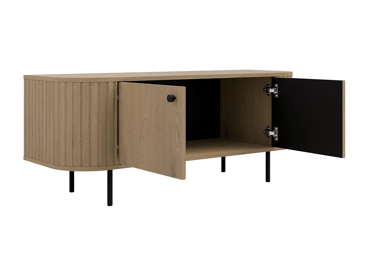 AX LIVING TV-Schrank Halay Eiche Cremona, 2 Türen Moderne Rillenstruktur 123 cm, mit runden Kanten