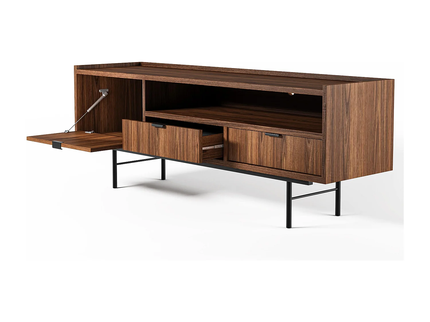 AX LIVING Nordiva Lowboard 150 cm Warmia Walnut Holz TV Möbel Modern
