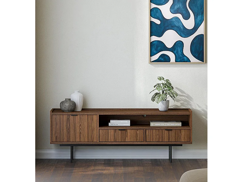 AX LIVING Nordiva Lowboard 150 cm Warmia Walnut Holz TV Möbel Modern
