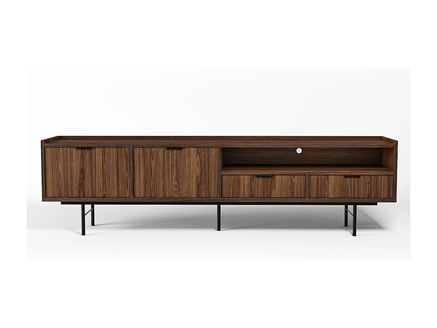 AX LIVING Nordiva TV Lowboard 200 cm Warmia Walnut Holz TV Möbel Modern
