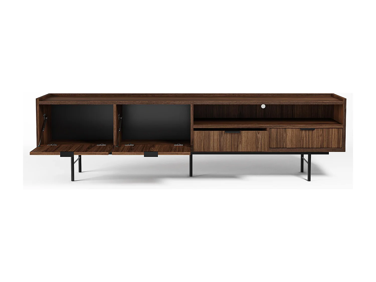 AX LIVING Nordiva TV Lowboard 200 cm Warmia Walnut Holz TV Möbel Modern