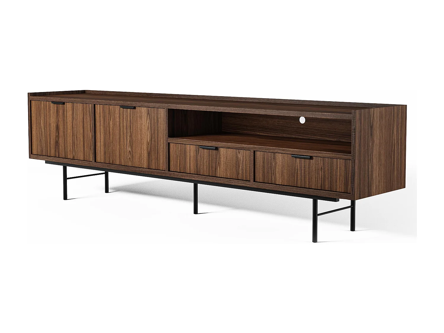 AX LIVING Nordiva TV Lowboard 200 cm Warmia Walnut Holz TV Möbel Modern