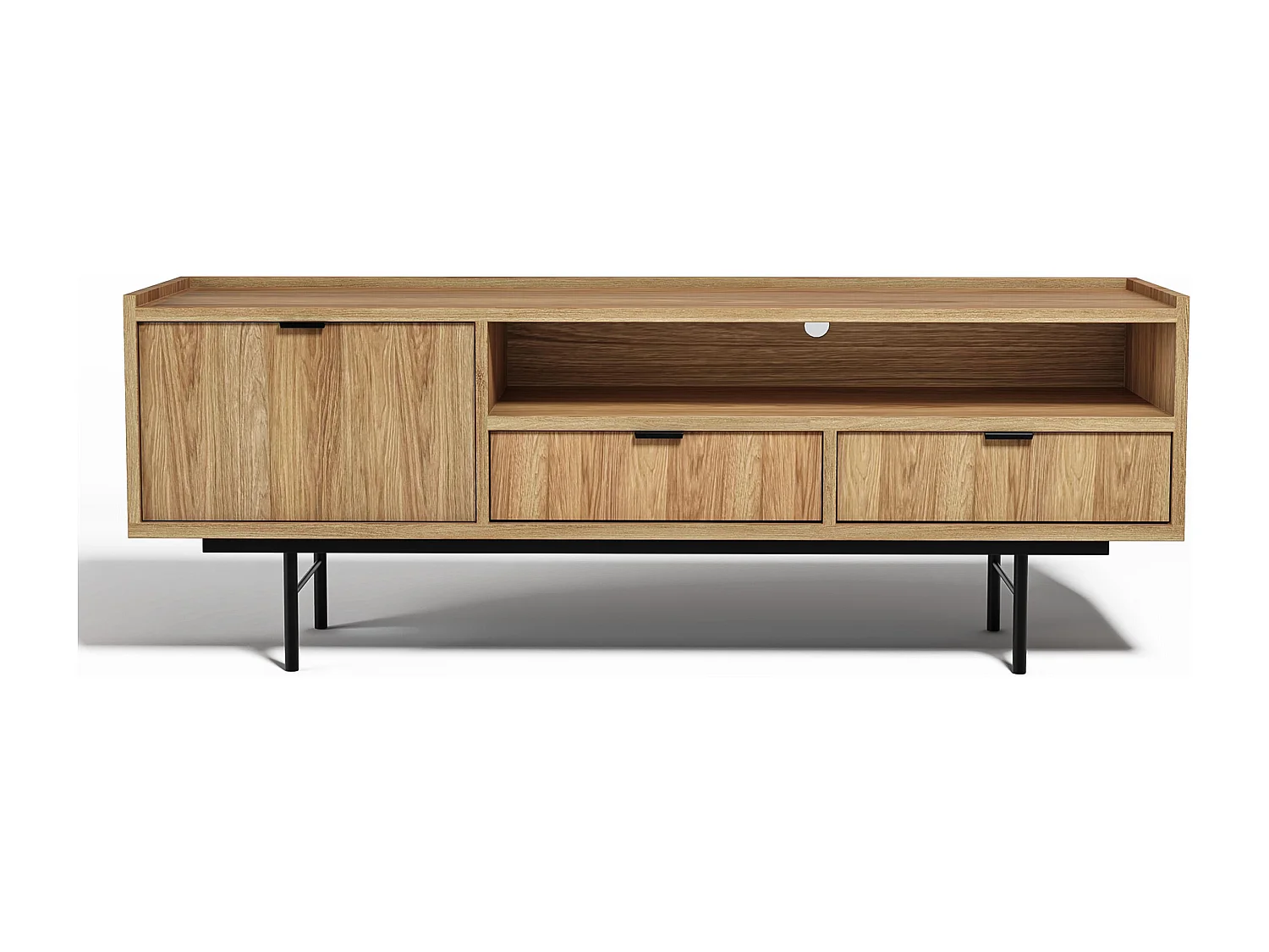 AX LIVING Nordiva Lowboard 150 cm Hikora Natur Holz TV Möbel Modern