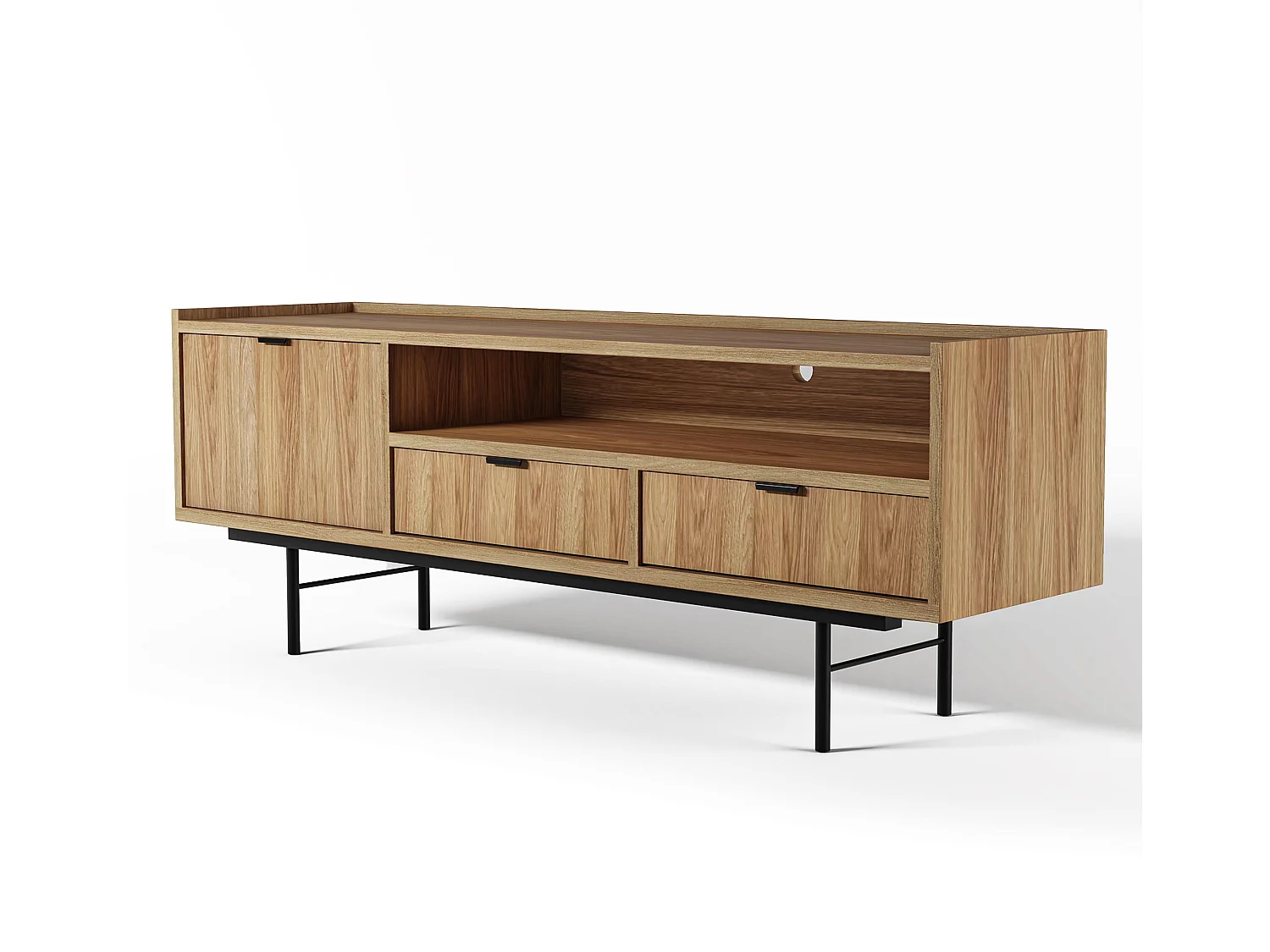 AX LIVING Nordiva Lowboard 150 cm Hikora Natur Holz TV Möbel Modern