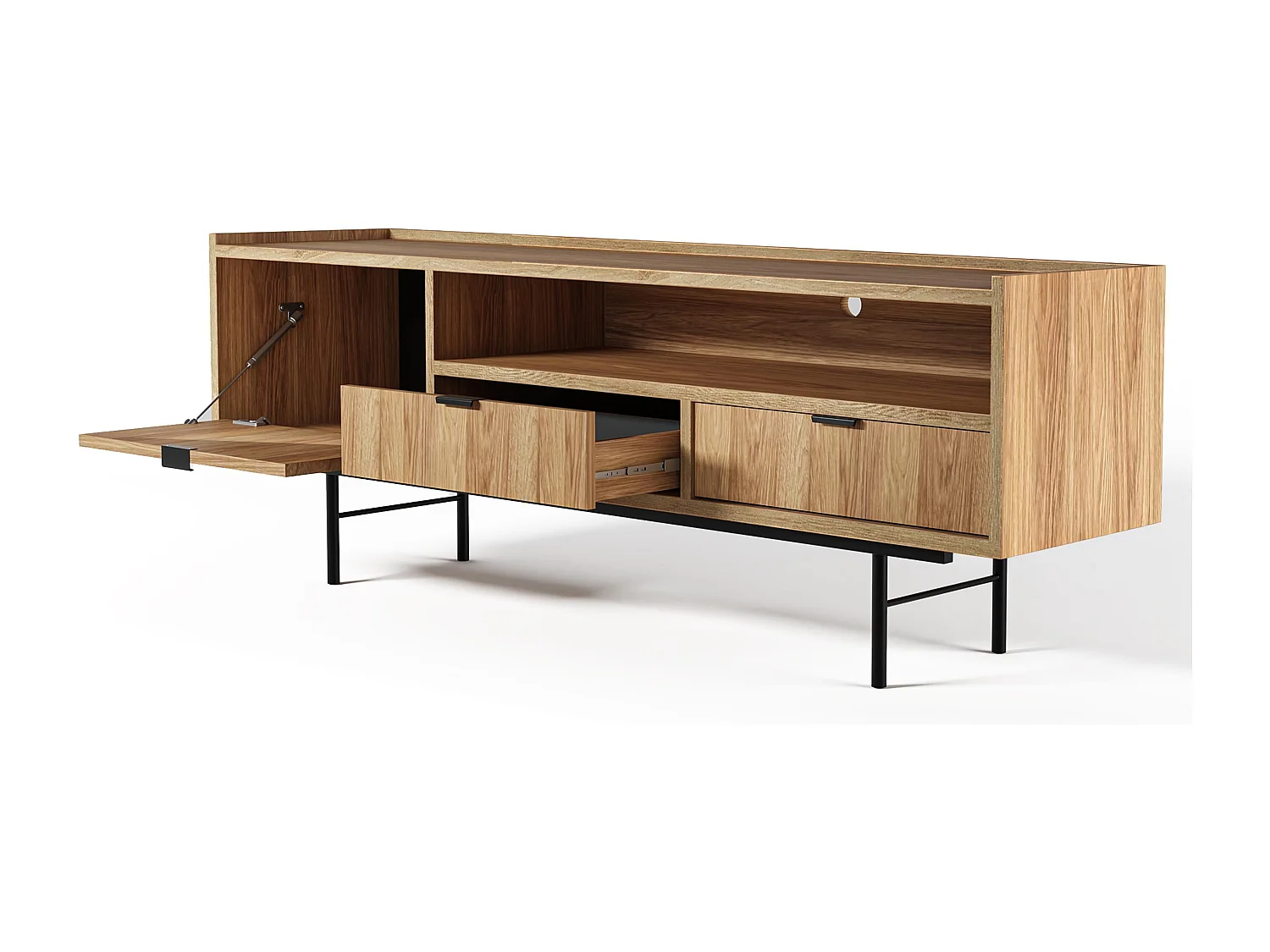 AX LIVING Nordiva Lowboard 150 cm Hikora Natur Holz TV Möbel Modern