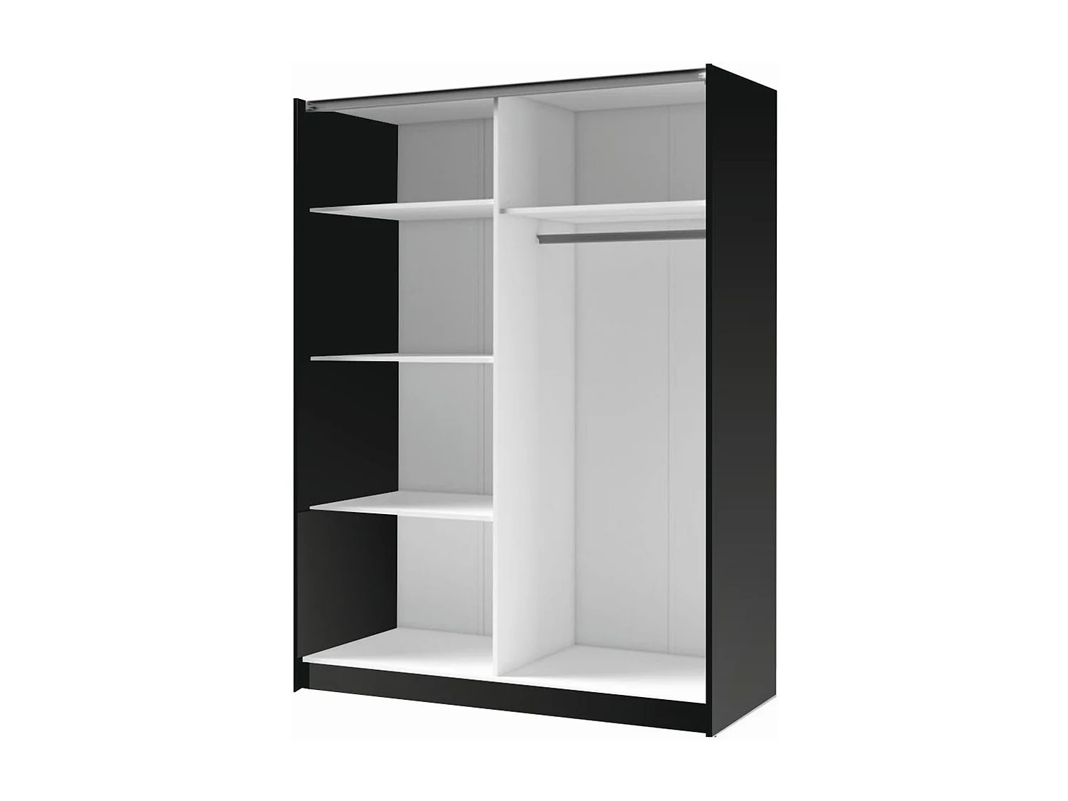 AX Living Kleiderschrank schwarz mit Spiegel 150 cm – Beralto mit Lamellen