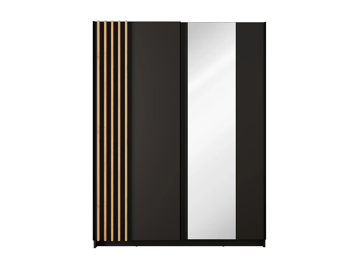 AX LIVING Kledingkast Beralto zwart met spiegel 150 cm lamellen