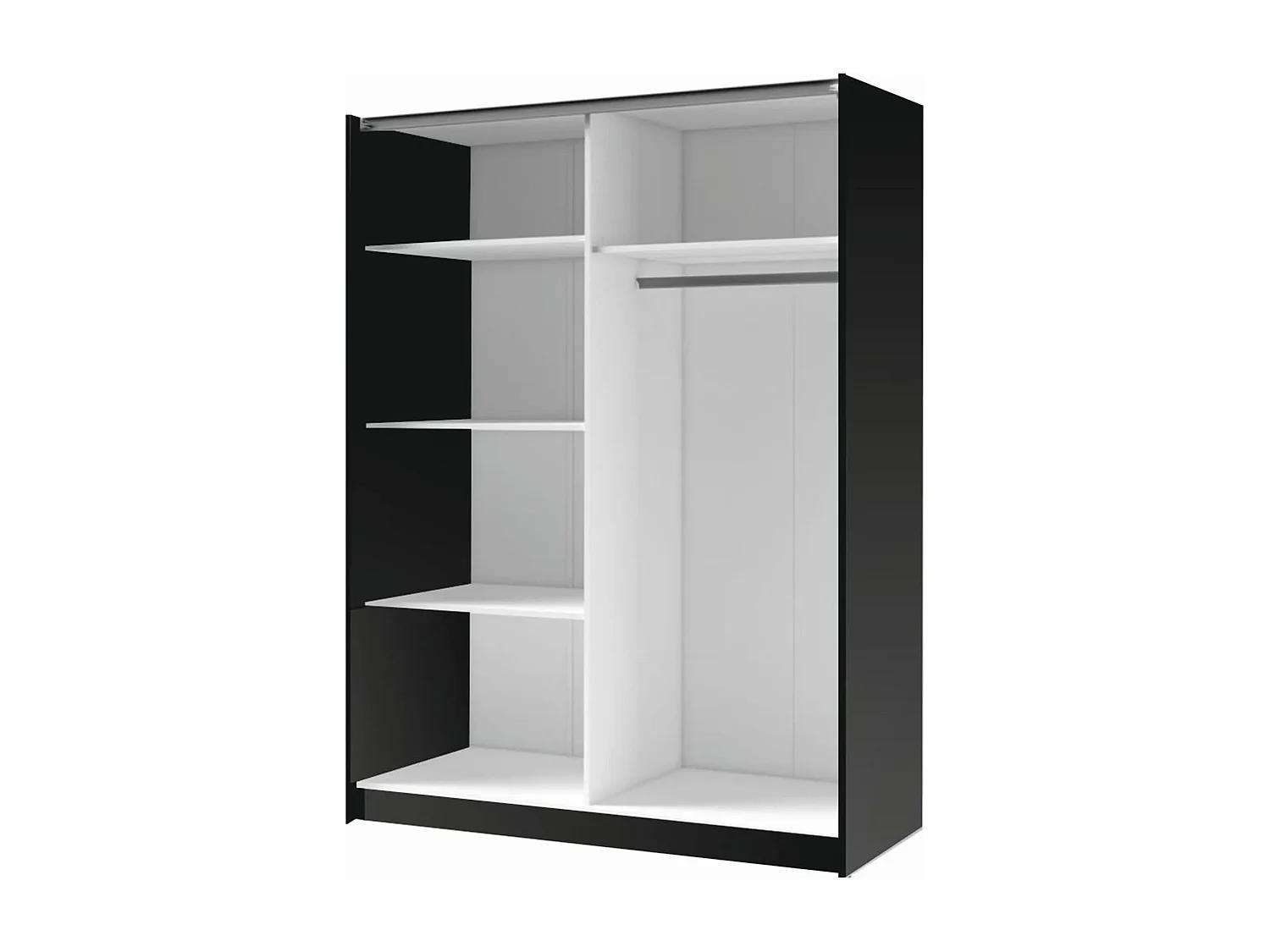 AX LIVING Kledingkast Beralto zwart met spiegel 150 cm lamellen