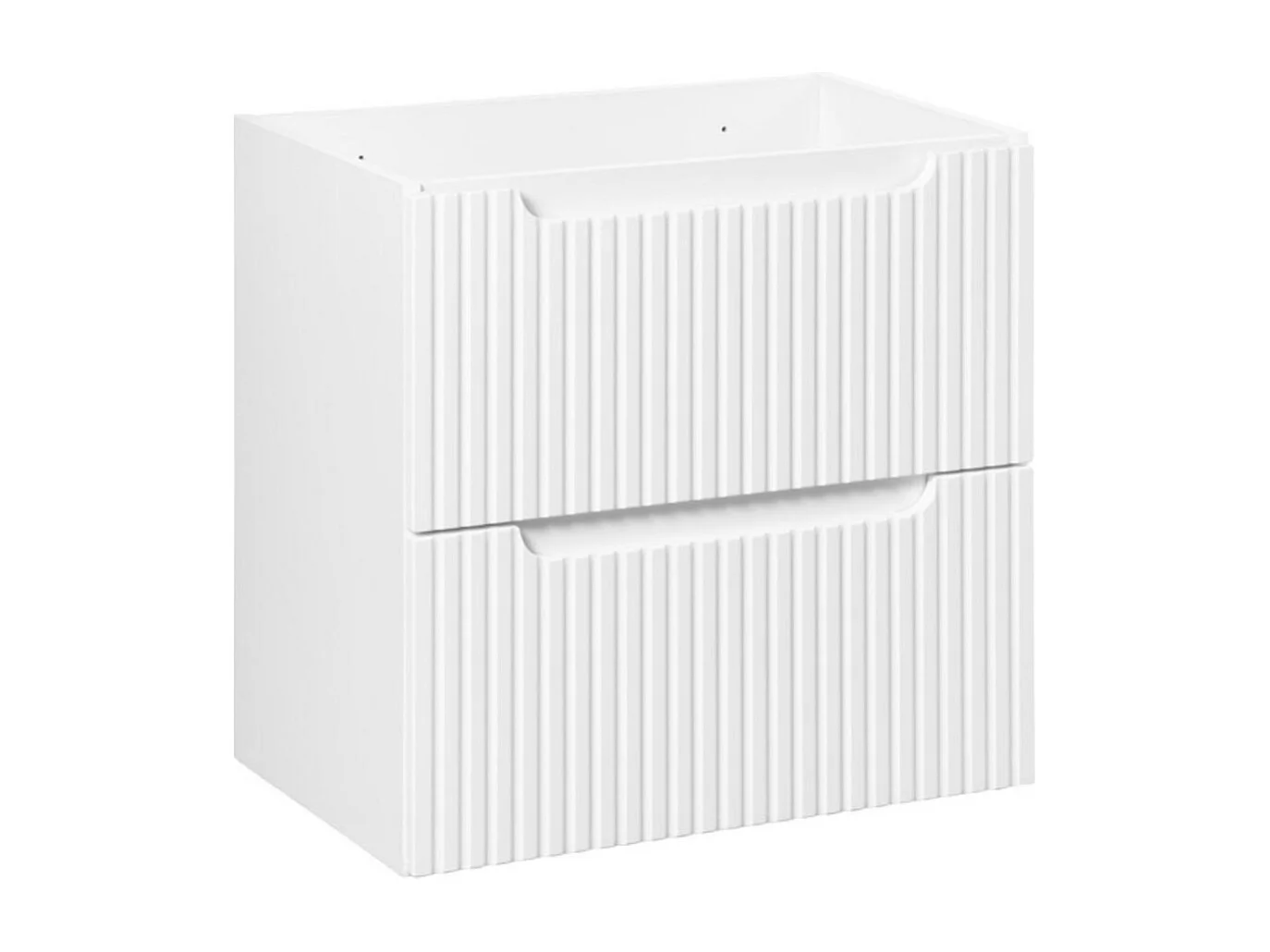 Ensemble VANO blanc 150cm : meubles sous vasque à tiroirs et placards + plan pour vasque + deux vasques à poser + colonne